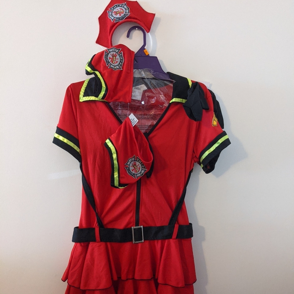 Instant Halloween costume firefighter fireman women's medium